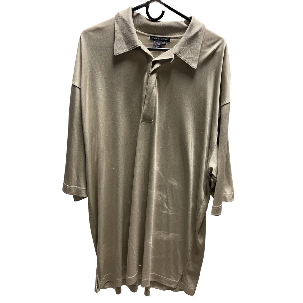 Tulliano Men’s Taupe Polo Shirt – Short Sleeve – Size 3XT – Soft Stretch Knit